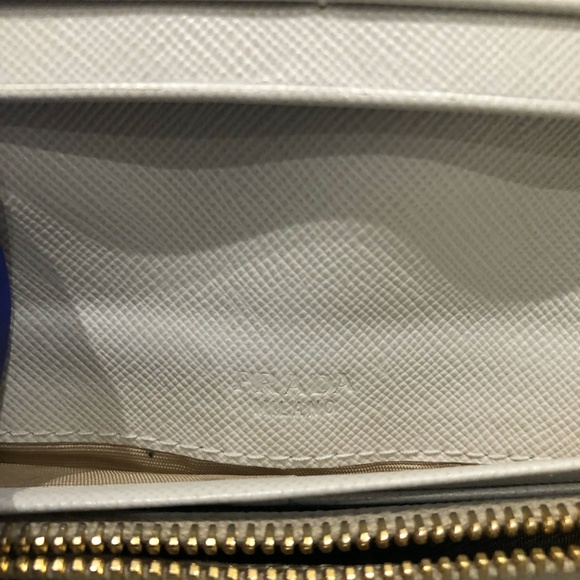 Prada White Saffiano Leather Long Wallet Sku#84118 (gently used, color loss) - Picture 14 of 15